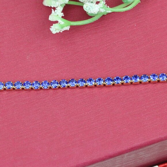 "Elegant Rose Gold Tennis Bracelet with Blue Stones, XPBL0832 - Picture 12 of 12